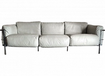 LC3 3-seater sofa in leather by Le Corbusier for Alivar, 1980s