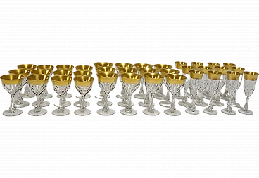 36 Queen Gold glasses in crystal & pure gold by Barthmann, 1970s