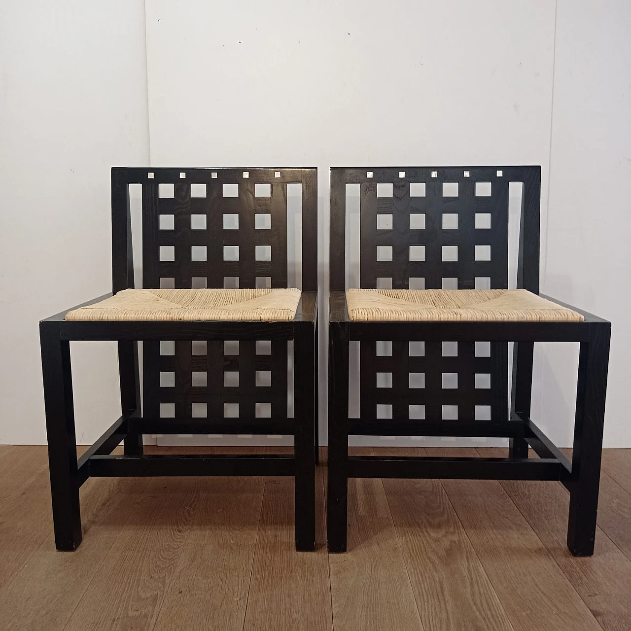 Pair of 844-DS3 chairs by C. R. Mackintosh for Alivar, 1980s 5