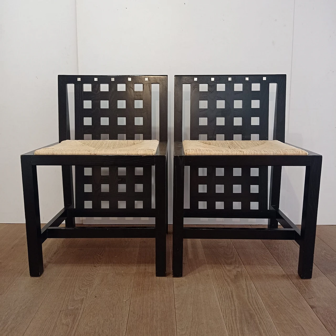 Pair of 844-DS3 chairs by C. R. Mackintosh for Alivar, 1980s 6