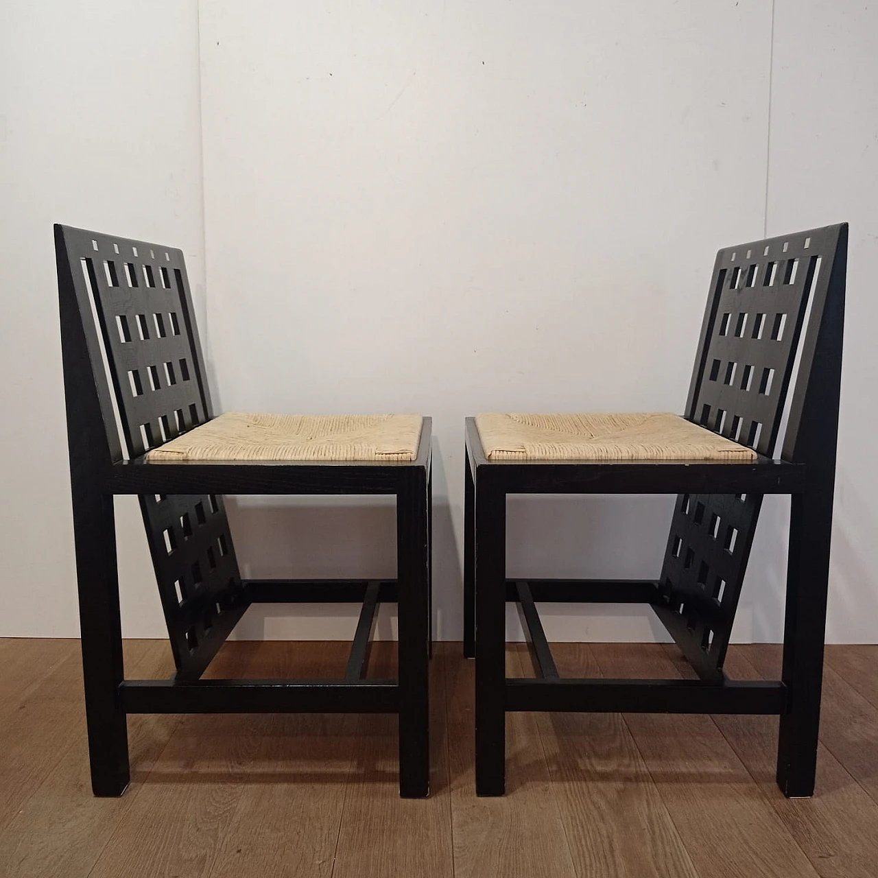 Pair of 844-DS3 chairs by C. R. Mackintosh for Alivar, 1980s 12