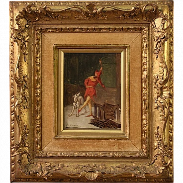Attributed to Quadrone, Dancing jester, oil on canvas, 19th century