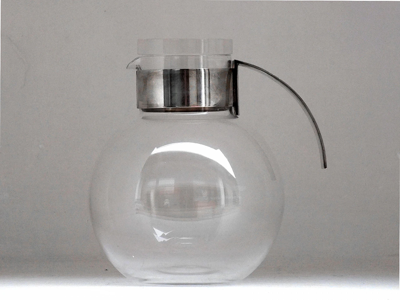 Glass and silver-plated metal pitcher by Lino Sabattini, 1970s 2