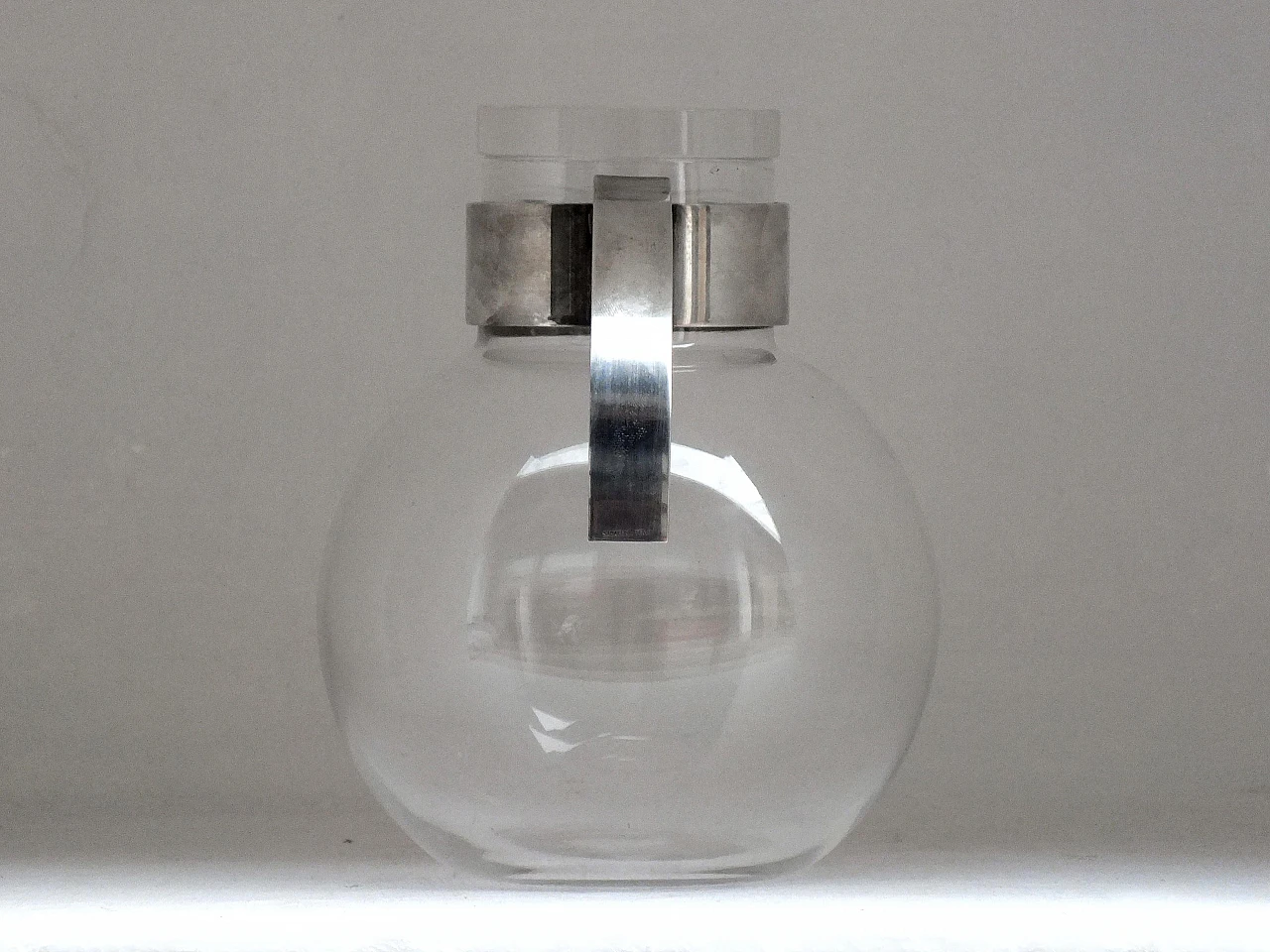 Glass and silver-plated metal pitcher by Lino Sabattini, 1970s 9