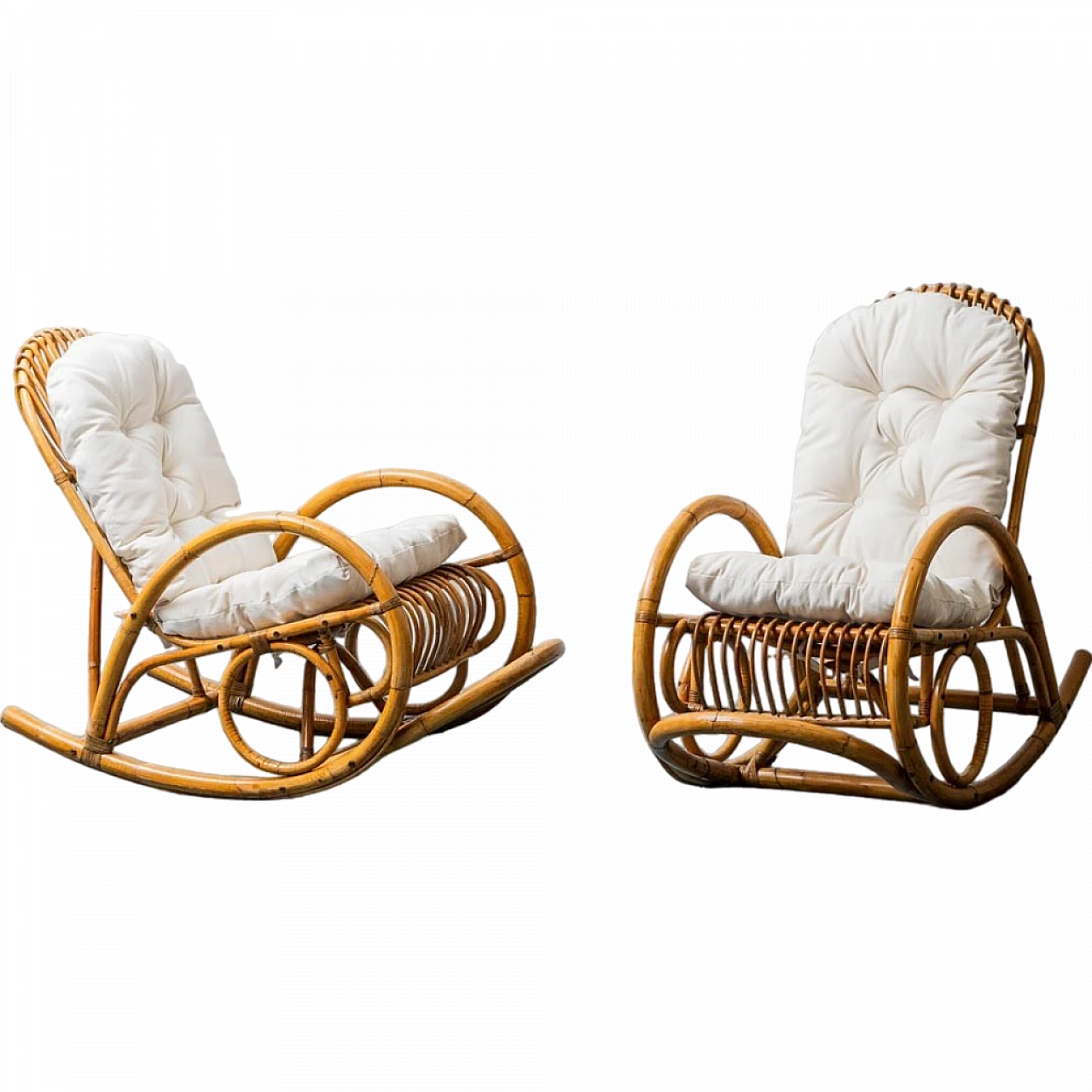 Pair of bamboo rocking chairs attributed to Dirk van Sliedregt, 1970s 14