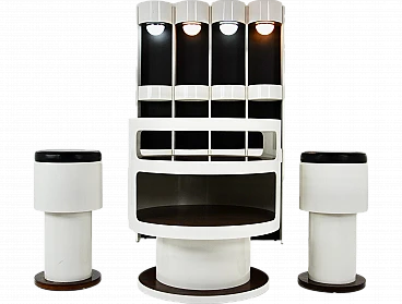 Bar cabinet, counter & stools in the style of Joe Colombo, 1960s