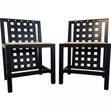 Pair of 844-DS3 chairs by C. R. Mackintosh for Alivar, 1980s