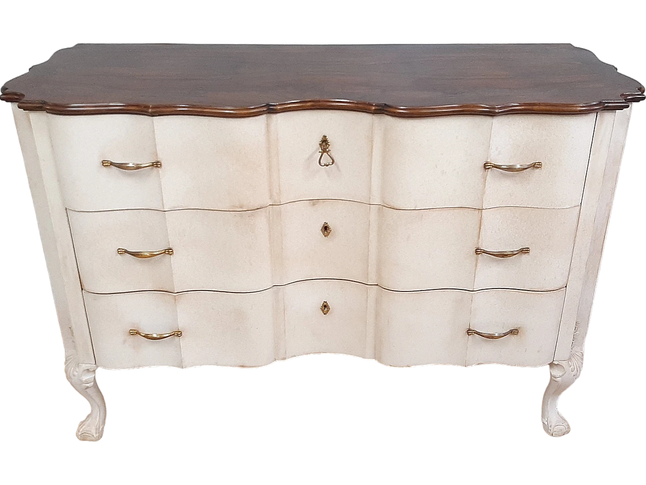 Louis XV style lacquered wood and flamed oak commode 17