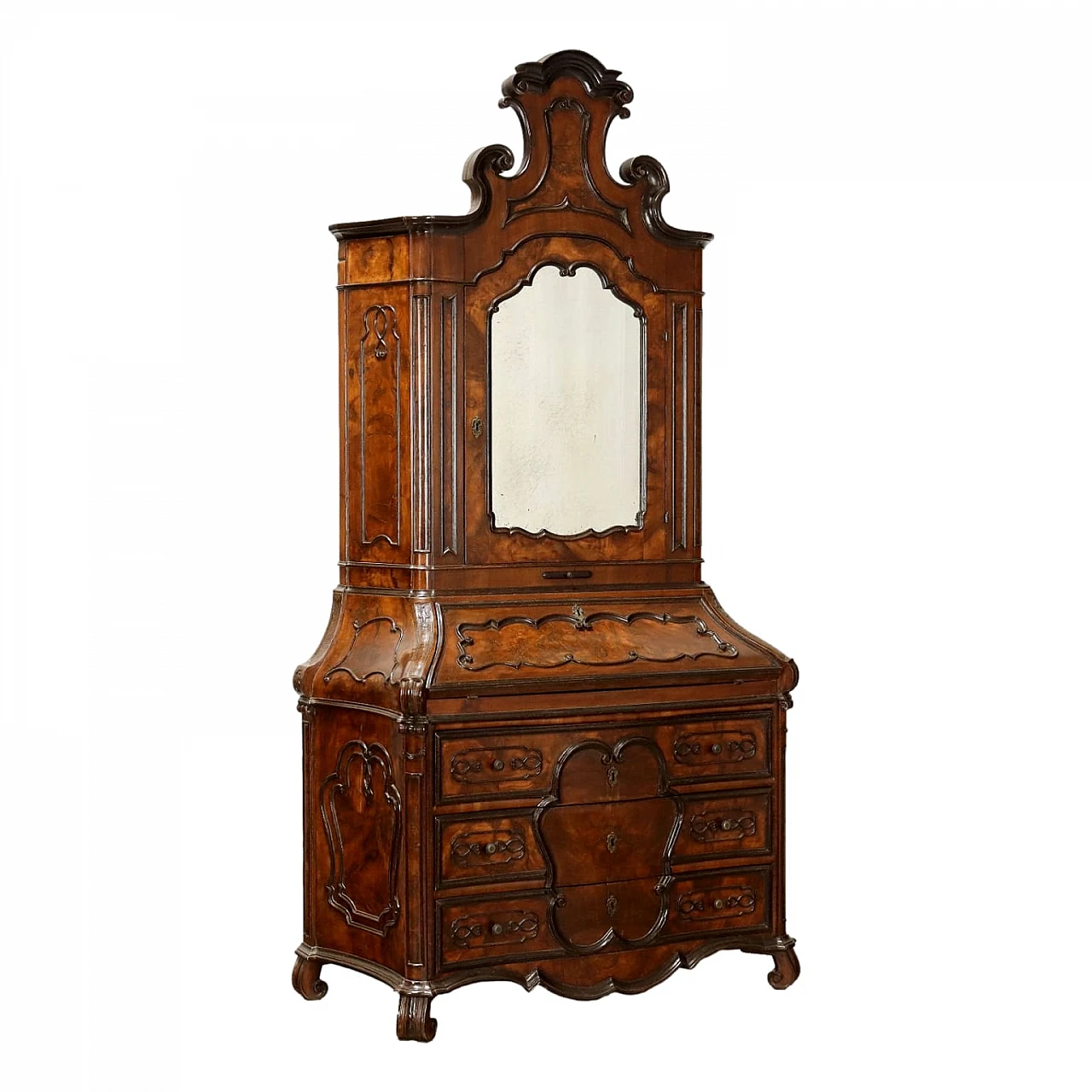 Baroque-style trumeau in carved wood with curved feet 1