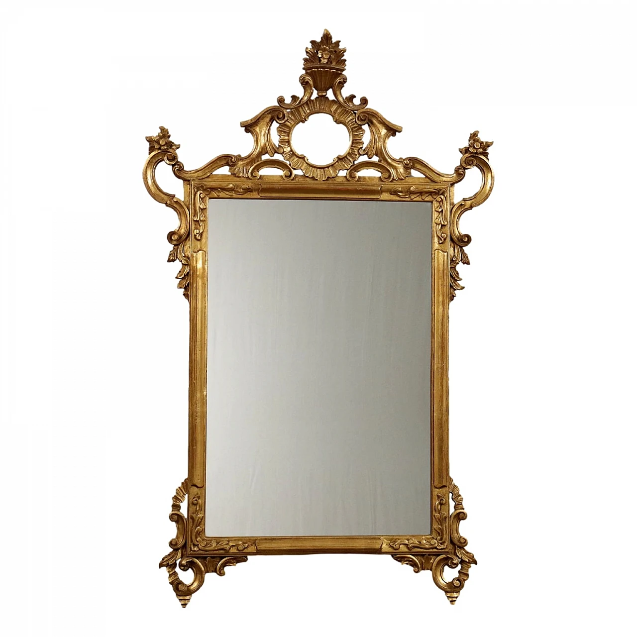 Antique Mirror Gilded Wood Italy XX Century 1