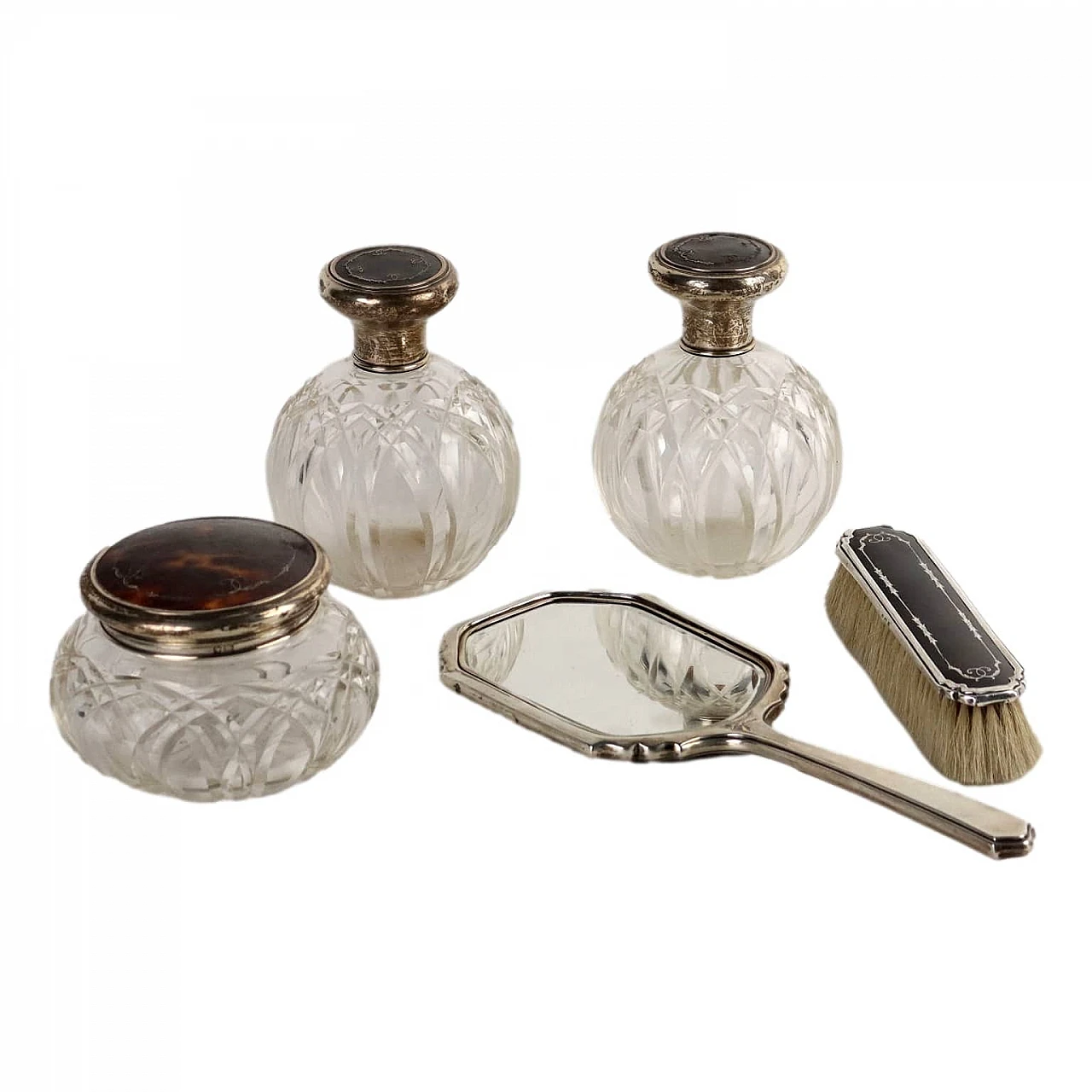 Mirror, brush, bottles and powder case by Adie Bros, 1928 1