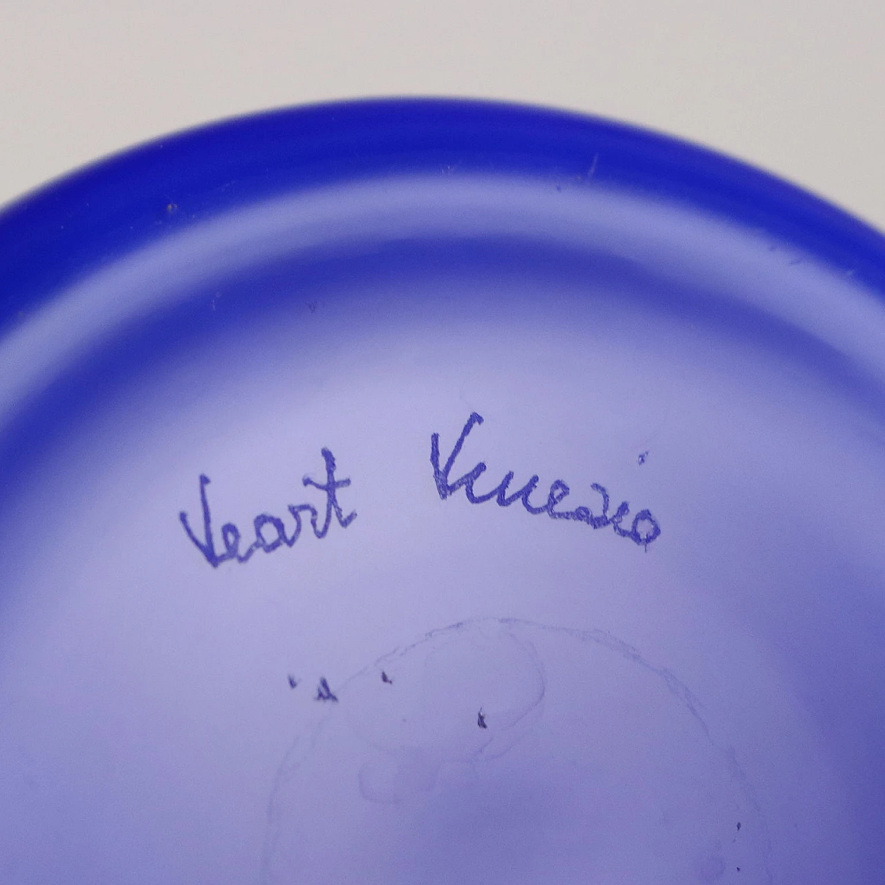 Vaso in vetro di Murano blu di VeArt, anni '80 7