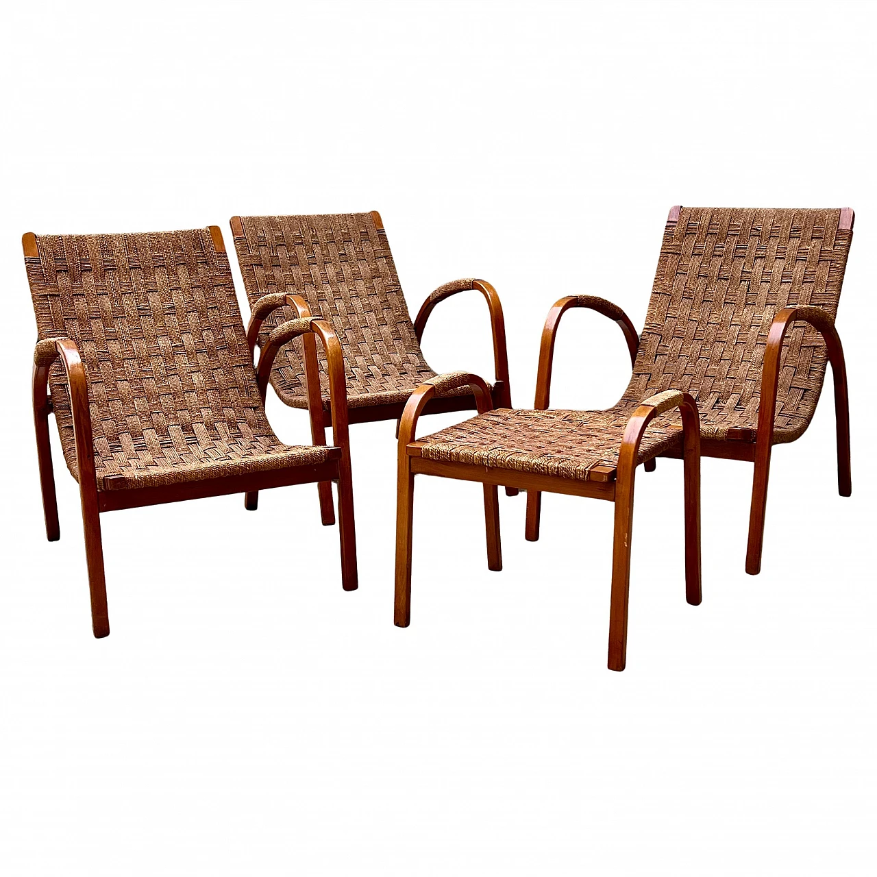 3 Armchairs and ottomans by G. Pagano Pogatschnig, 1940s 1