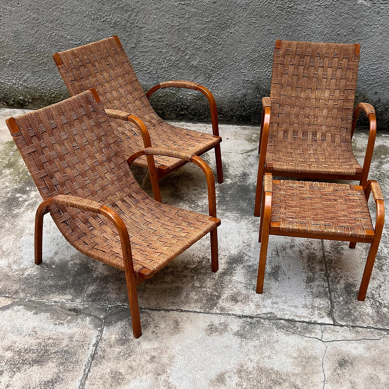 3 Armchairs and ottomans by G. Pagano Pogatschnig, 1940s 2