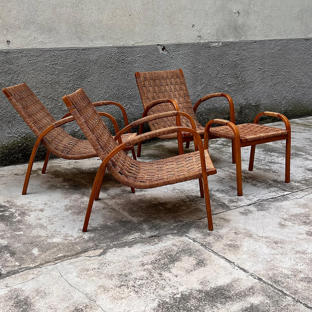 3 Armchairs and ottomans by G. Pagano Pogatschnig, 1940s 3