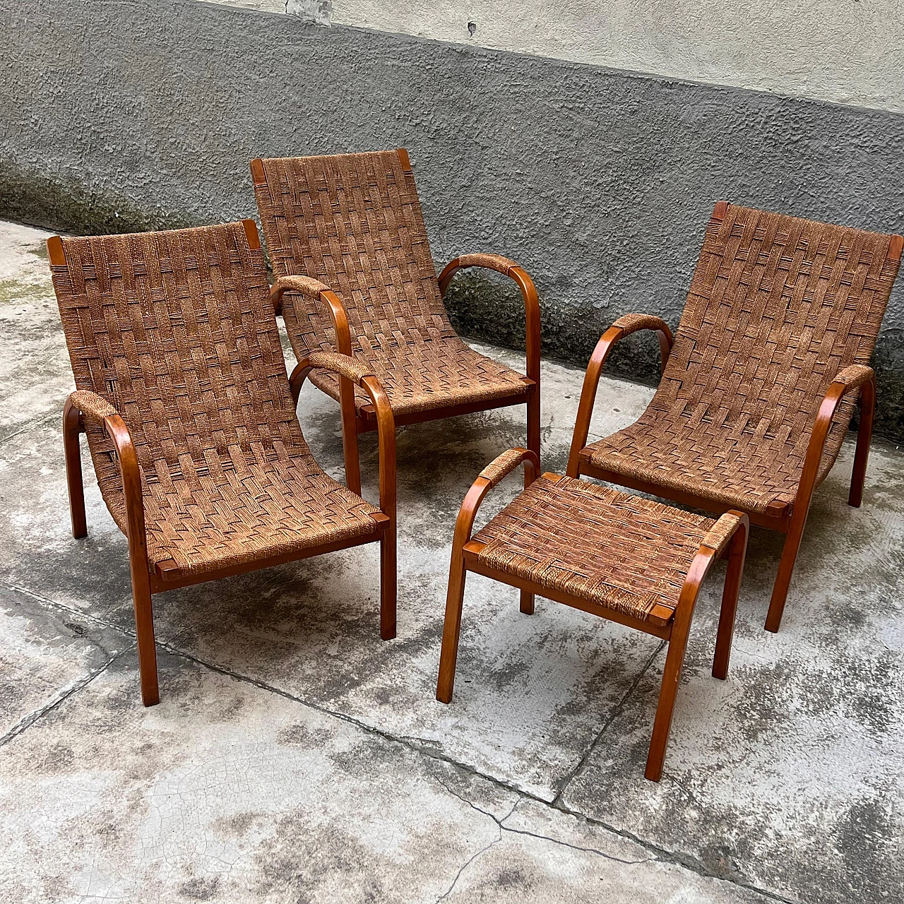 3 Armchairs and ottomans by G. Pagano Pogatschnig, 1940s 4