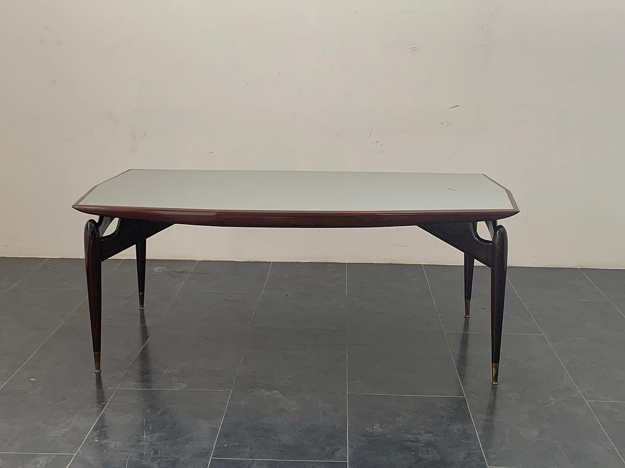 Mahogany and rosewood table with glass top, 1950s 2