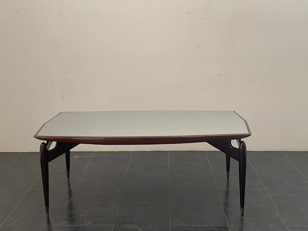 Mahogany and rosewood table with glass top, 1950s 3