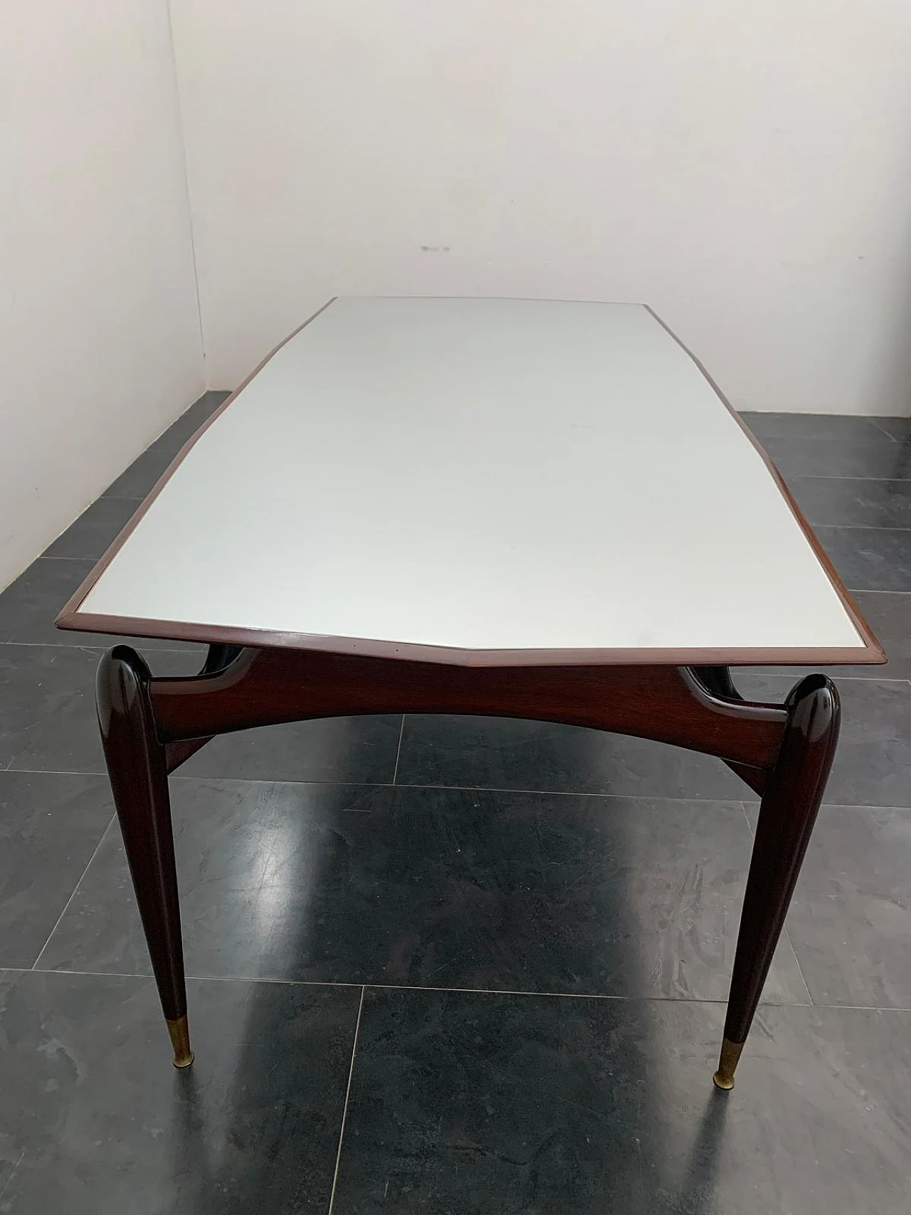 Mahogany and rosewood table with glass top, 1950s 5