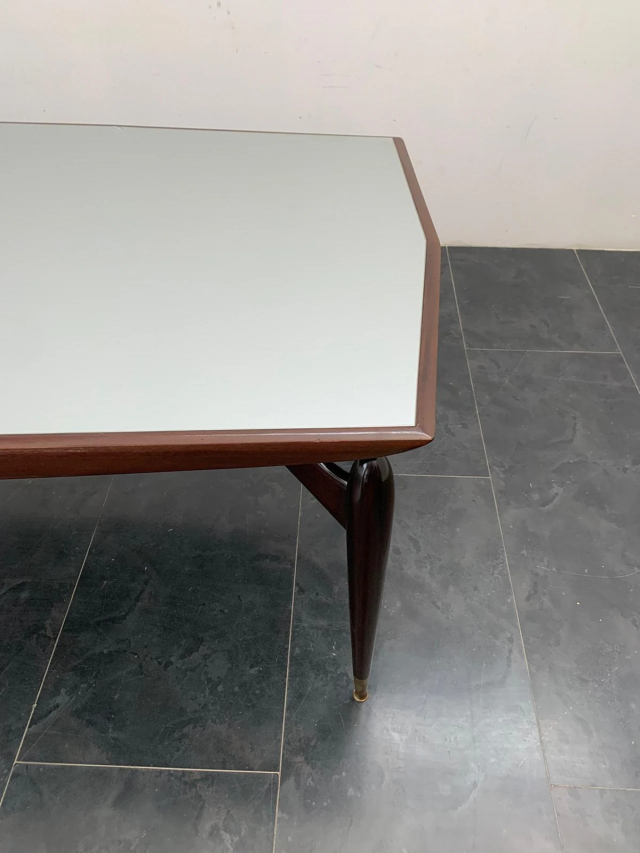 Mahogany and rosewood table with glass top, 1950s 7