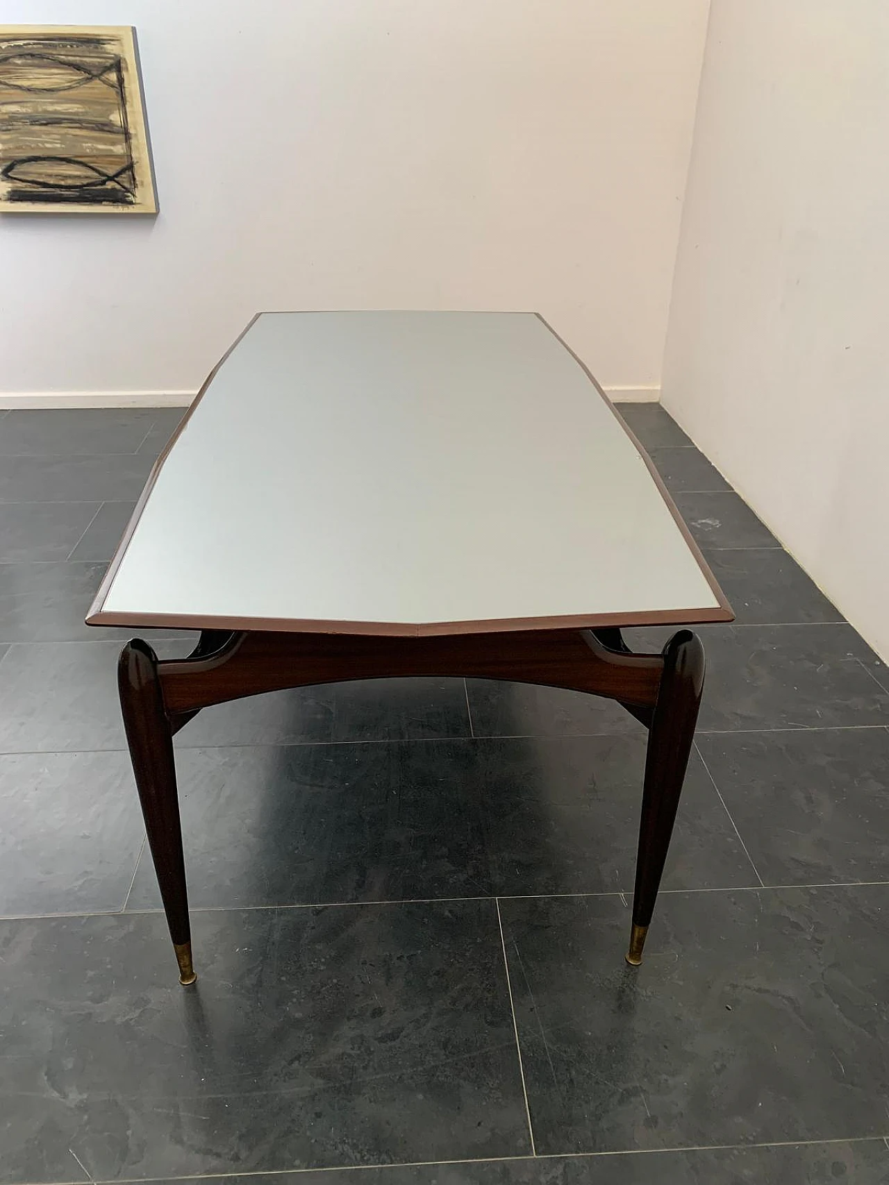 Mahogany and rosewood table with glass top, 1950s 8