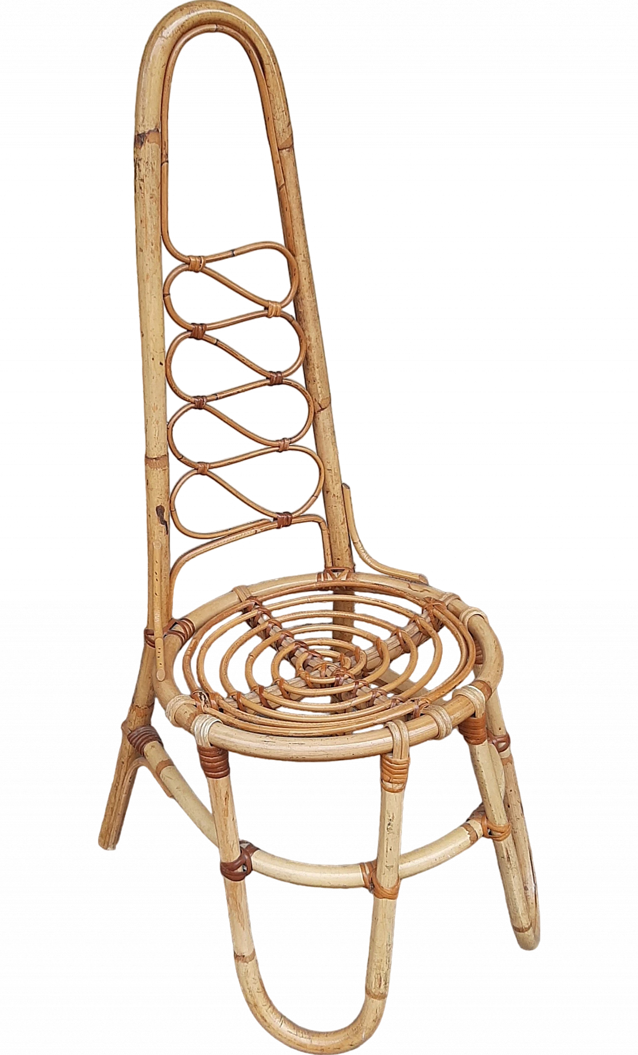 Bamboo chair with high backrest, 1960s 9