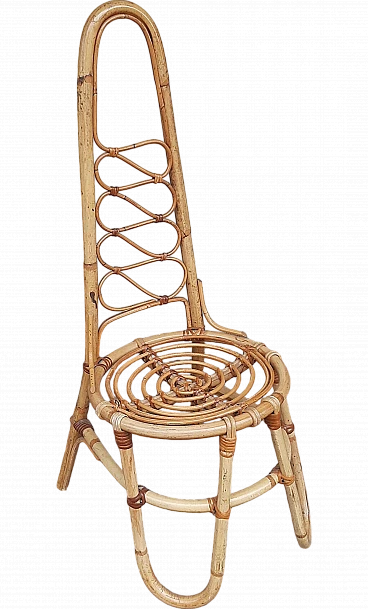 Bamboo chair with high backrest, 1960s