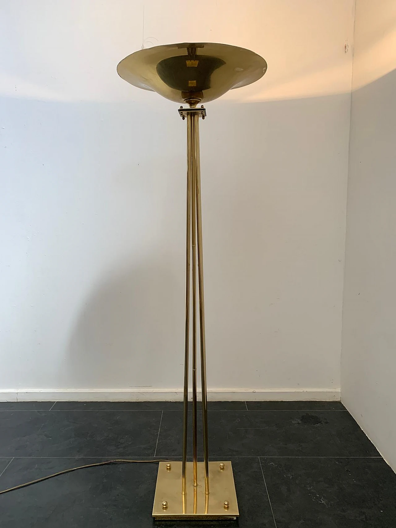 Brass floor lamp by Prearo Luce, 1980s 1