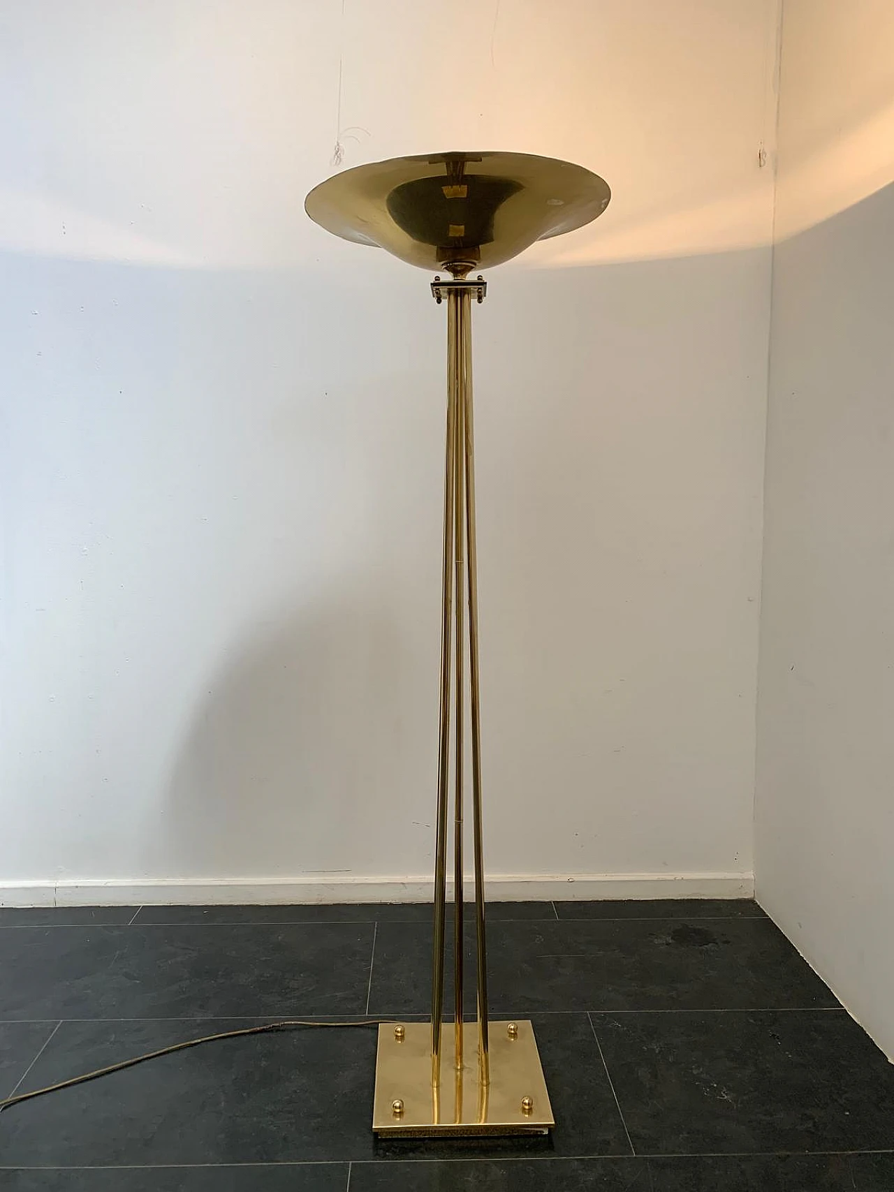 Brass floor lamp by Prearo Luce, 1980s 2