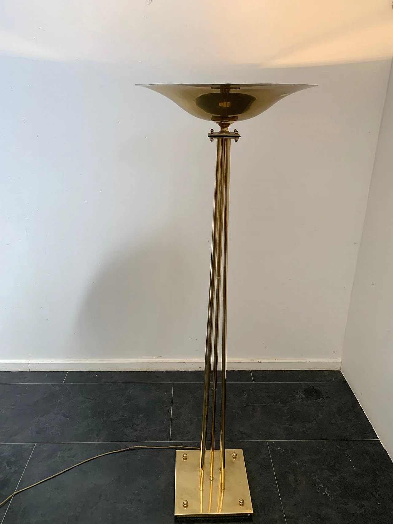 Brass floor lamp by Prearo Luce, 1980s 3