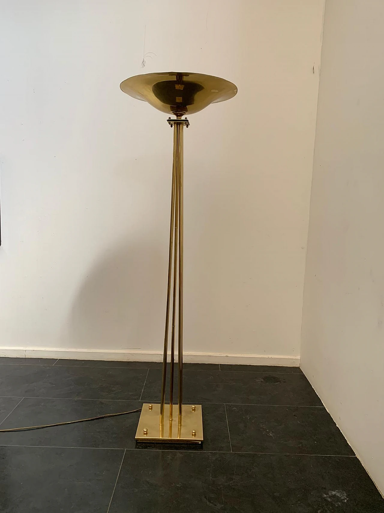 Brass floor lamp by Prearo Luce, 1980s 4