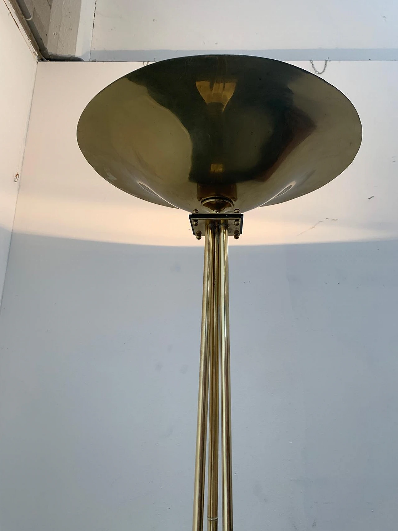 Brass floor lamp by Prearo Luce, 1980s 5