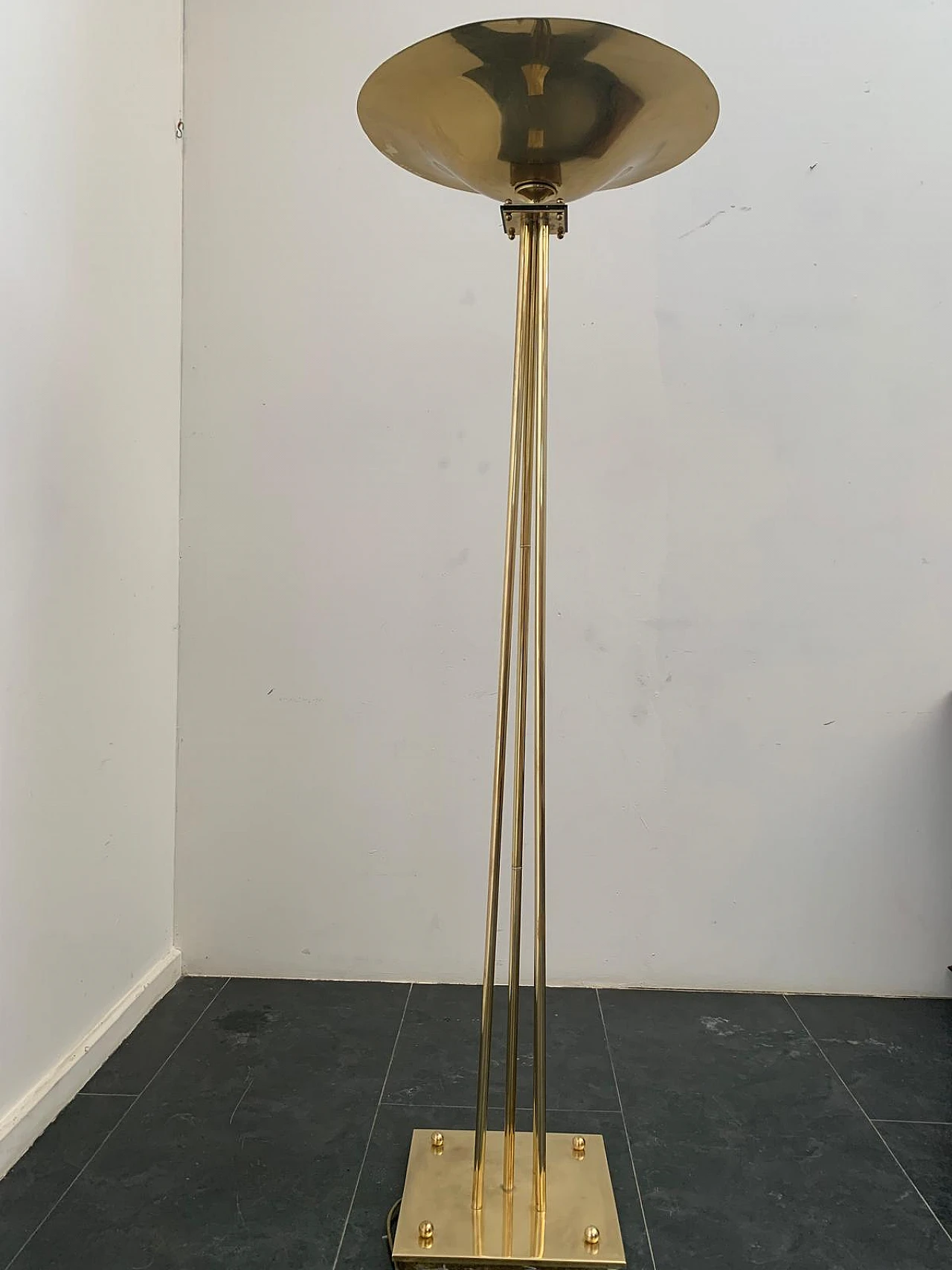 Brass floor lamp by Prearo Luce, 1980s 6