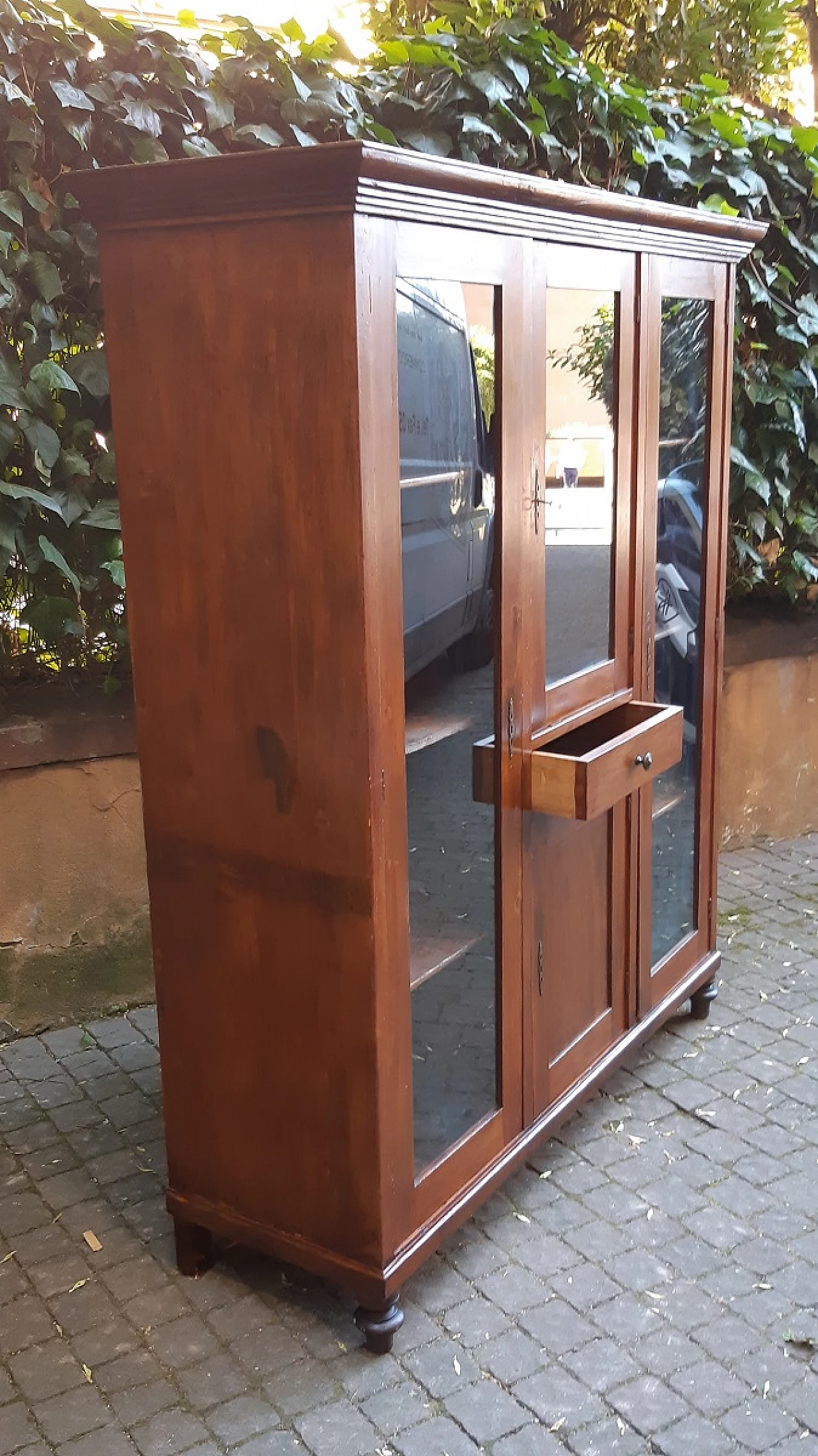 Libreria vetrina emiliana in legno di pino, '800 5