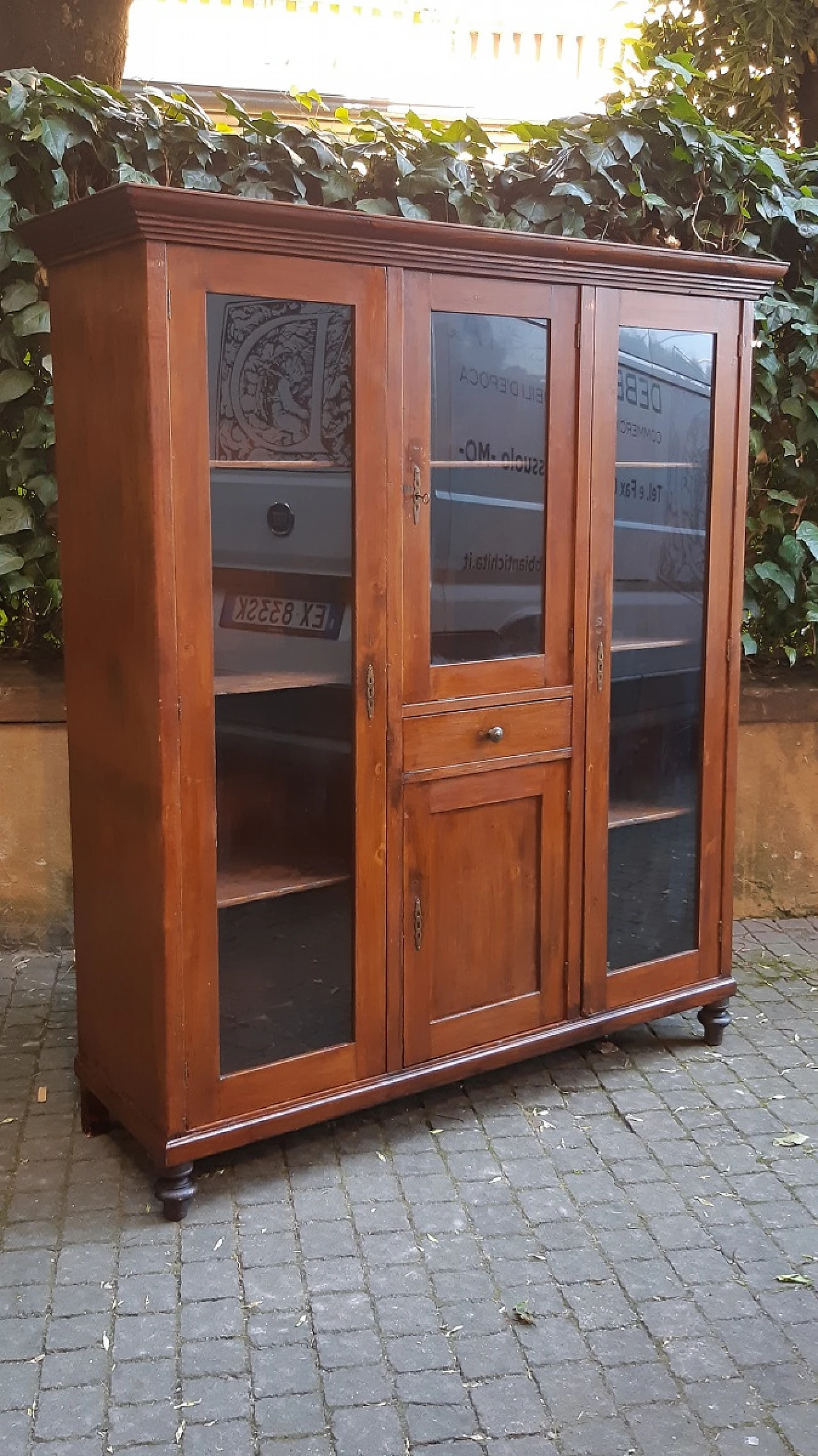 Libreria vetrina emiliana in legno di pino, '800 6