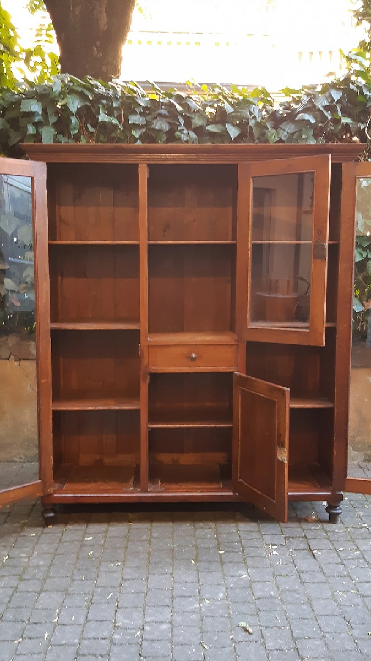 Emilian pine wood glass cabinet, 19th century 7