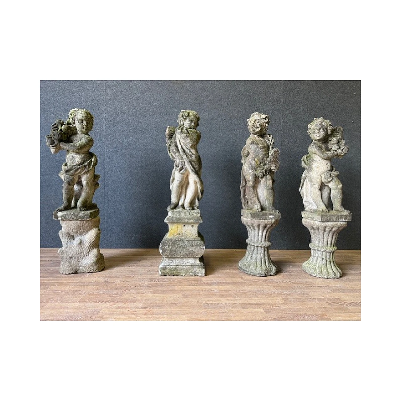 4 Putti rappresentanti le stagioni, statue in pietra di Vicenza 1