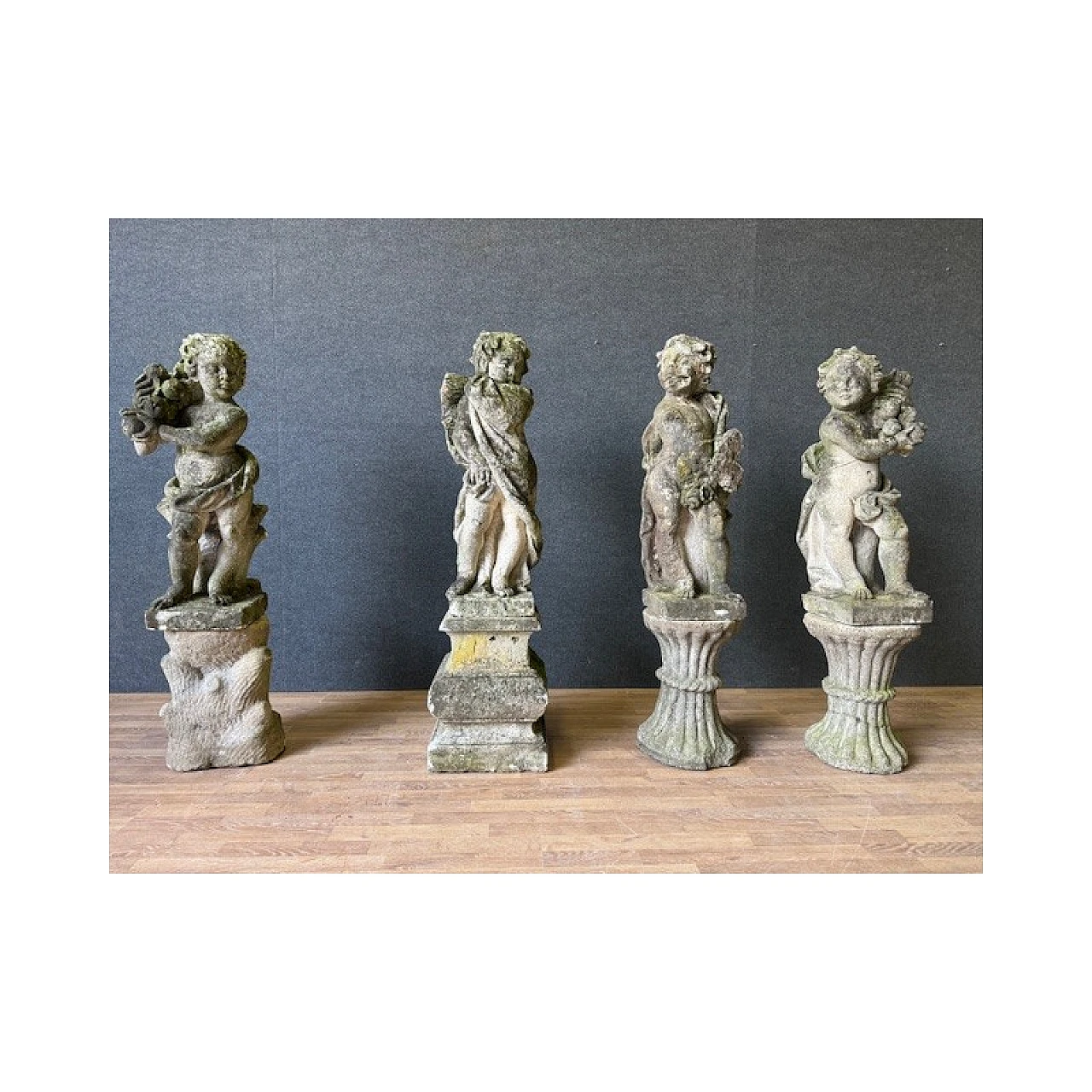 4 Putti rappresentanti le stagioni, statue in pietra di Vicenza 21