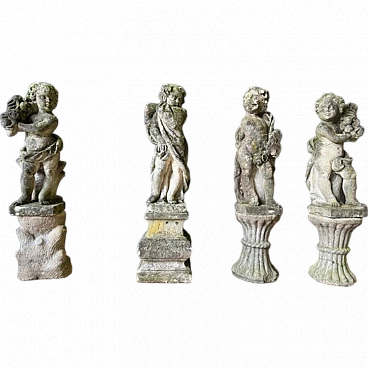 4 Putti rappresentanti le stagioni, statue in pietra di Vicenza