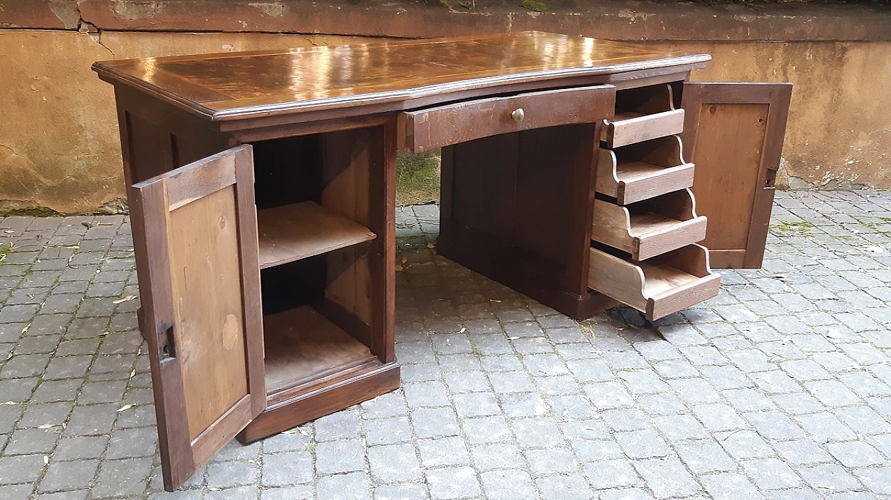 Desk with two side doors & drawer in oak & briarwood top, 19th century 7