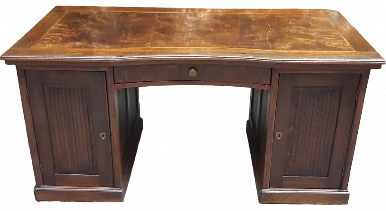 Desk with two side doors & drawer in oak & briarwood top, 19th century 10