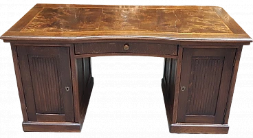Desk with two side doors & drawer in oak & briarwood top, 19th century