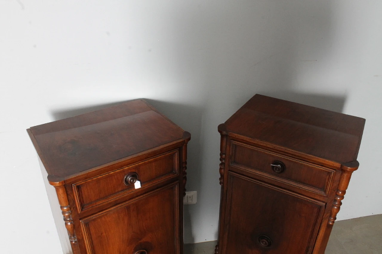 Pair of Louis Philippe bedside tables in walnut & marble, 1870 17