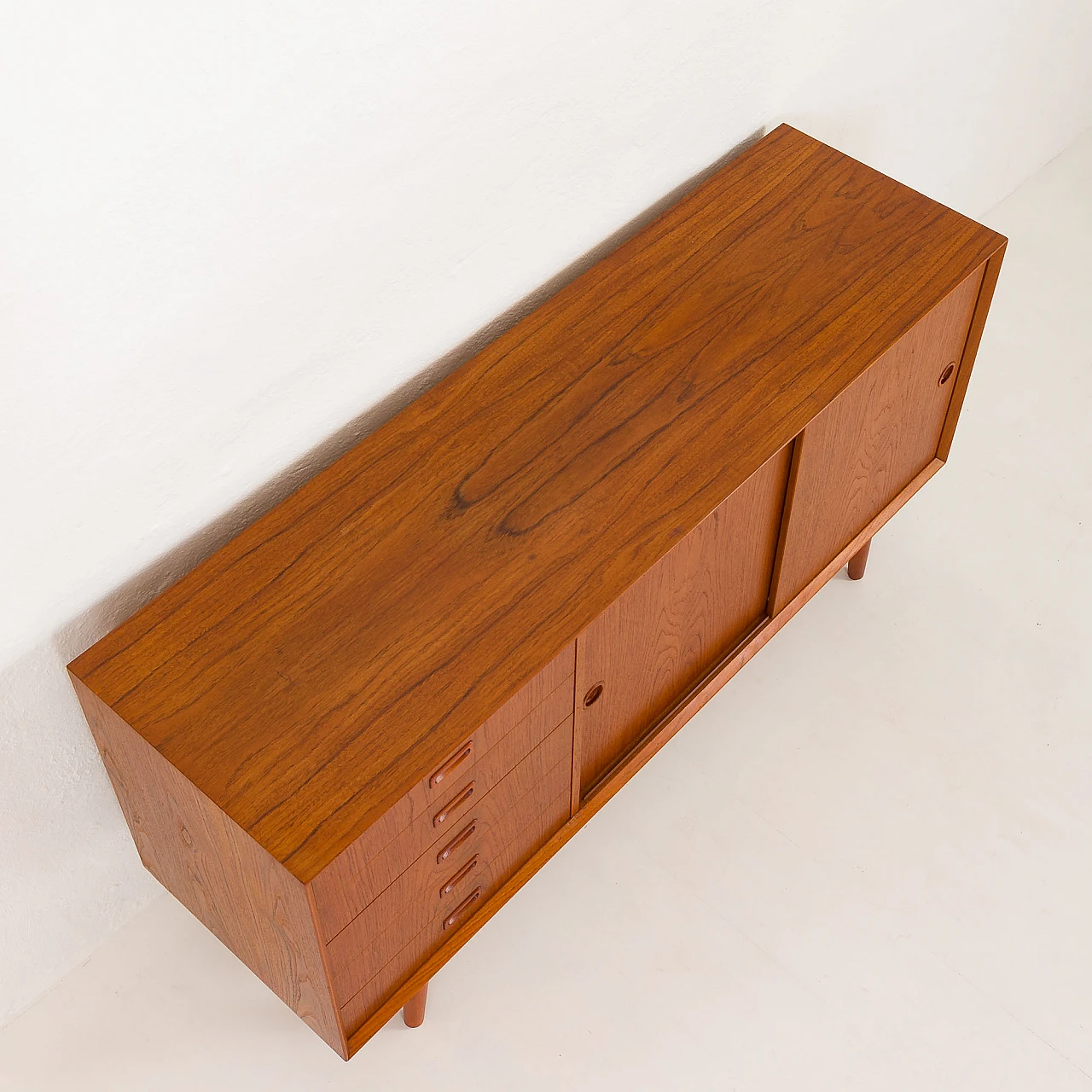 Danish teak sideboard with 5 drawers and sliding doors, 1960s 10