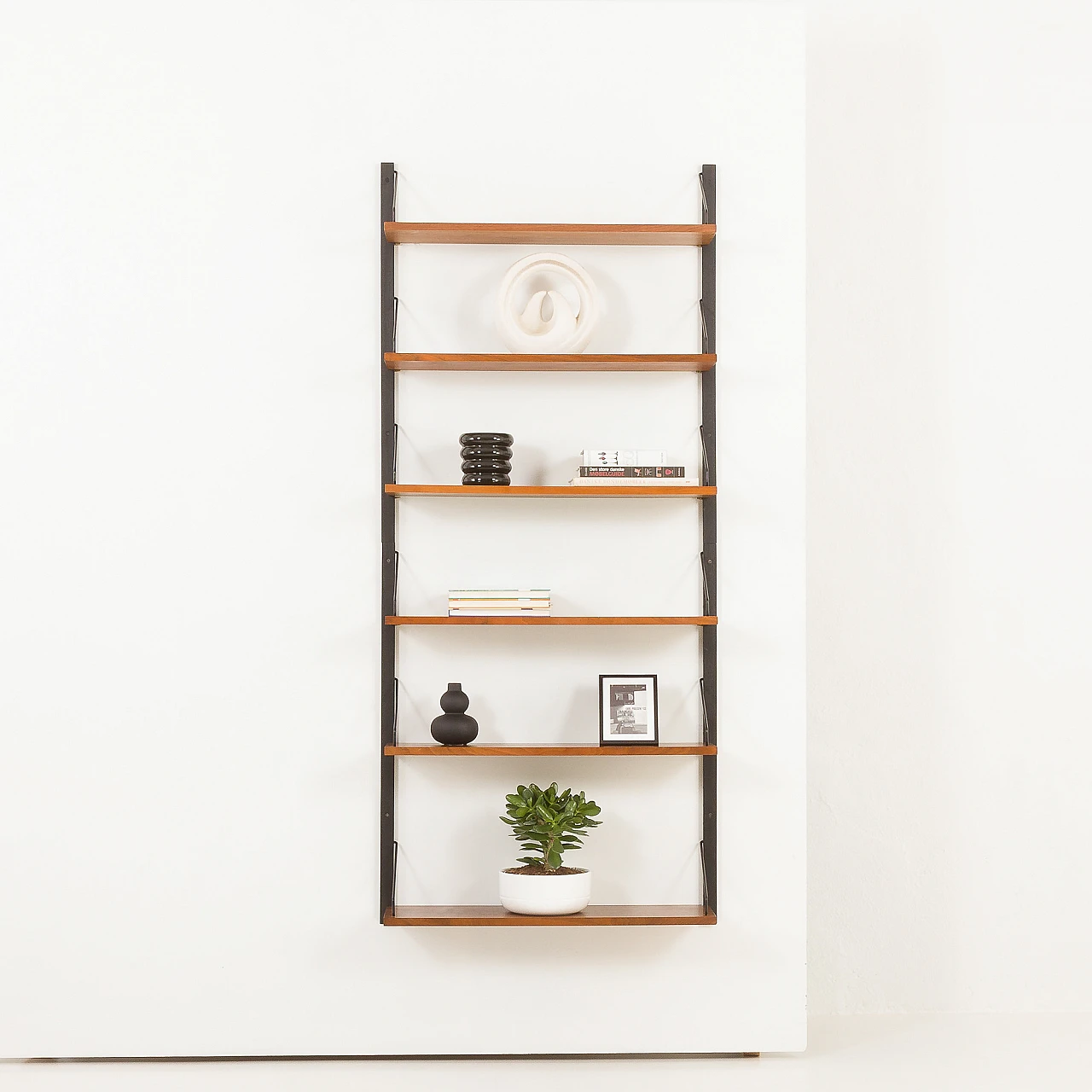 Walnut & black metal shelves by P. Cadovius for Cado, 1960s 1