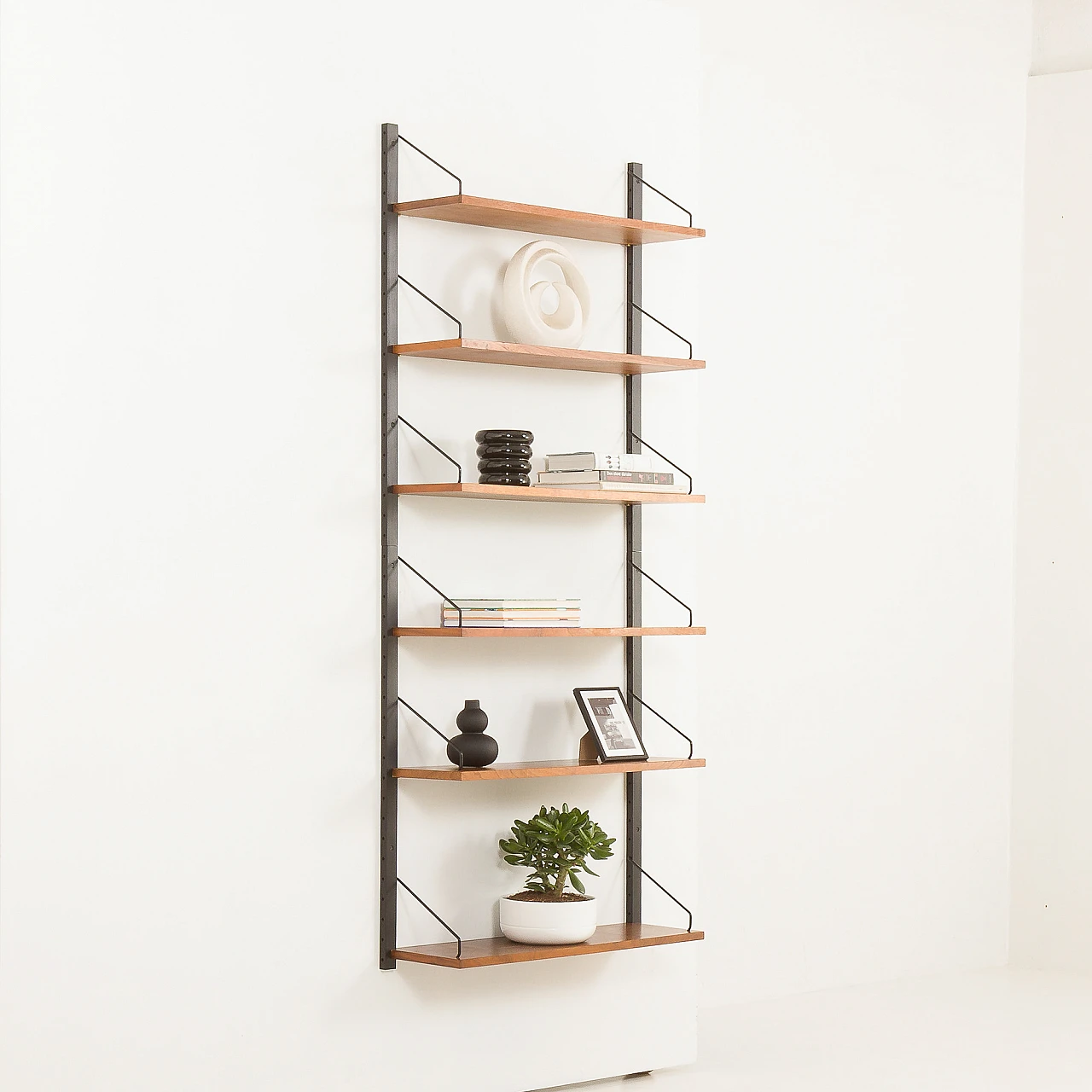 Walnut & black metal shelves by P. Cadovius for Cado, 1960s 2