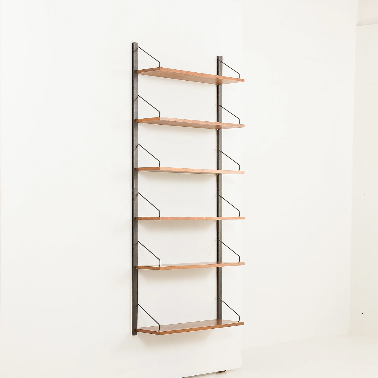 Walnut & black metal shelves by P. Cadovius for Cado, 1960s 3