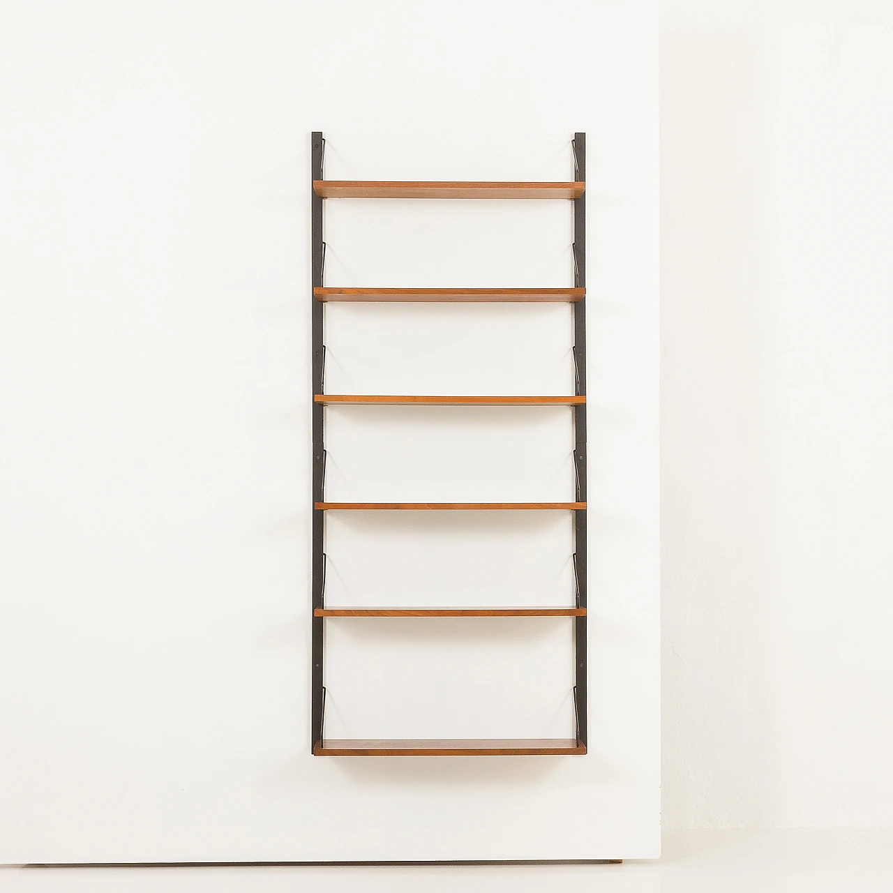 Walnut & black metal shelves by P. Cadovius for Cado, 1960s 4