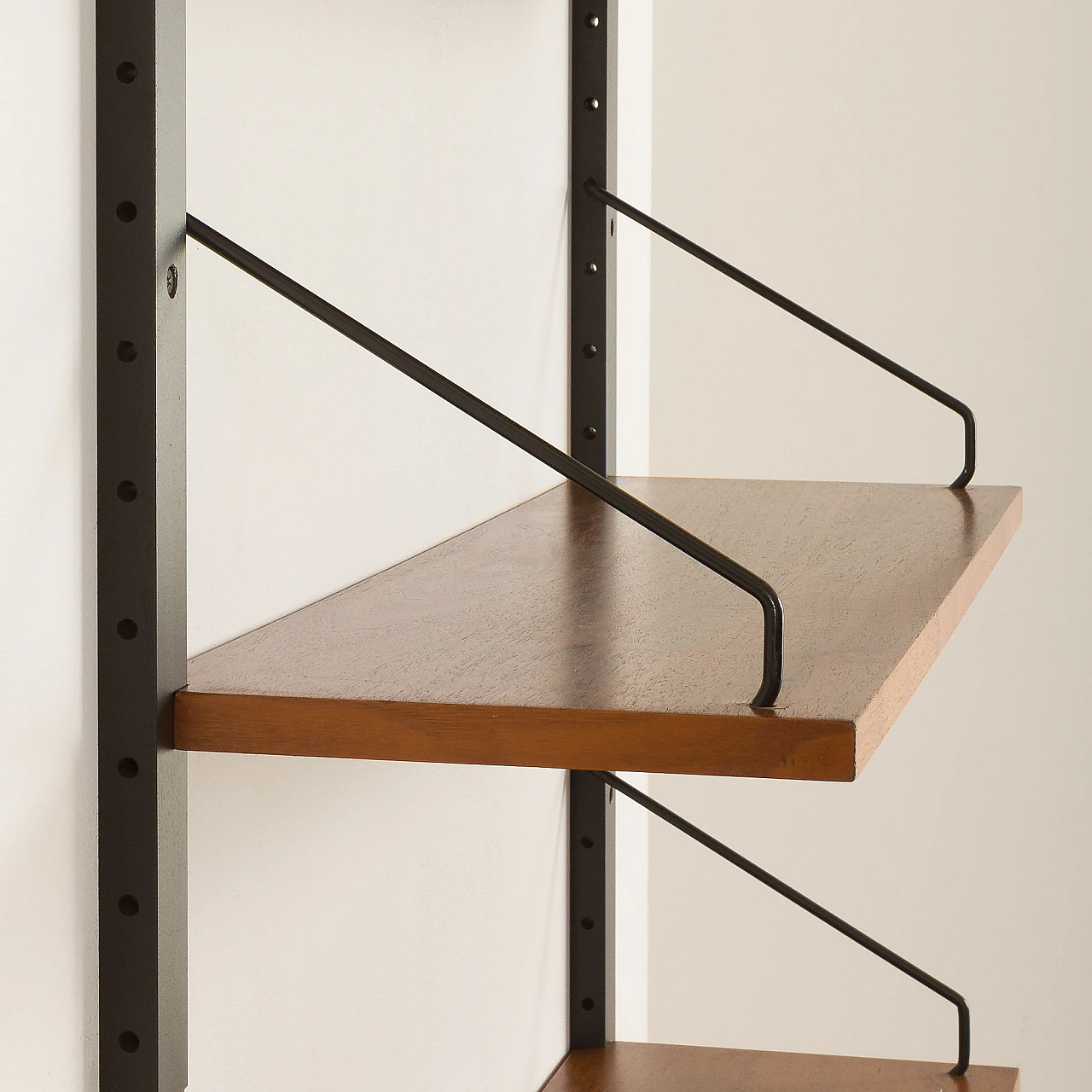 Walnut & black metal shelves by P. Cadovius for Cado, 1960s 6