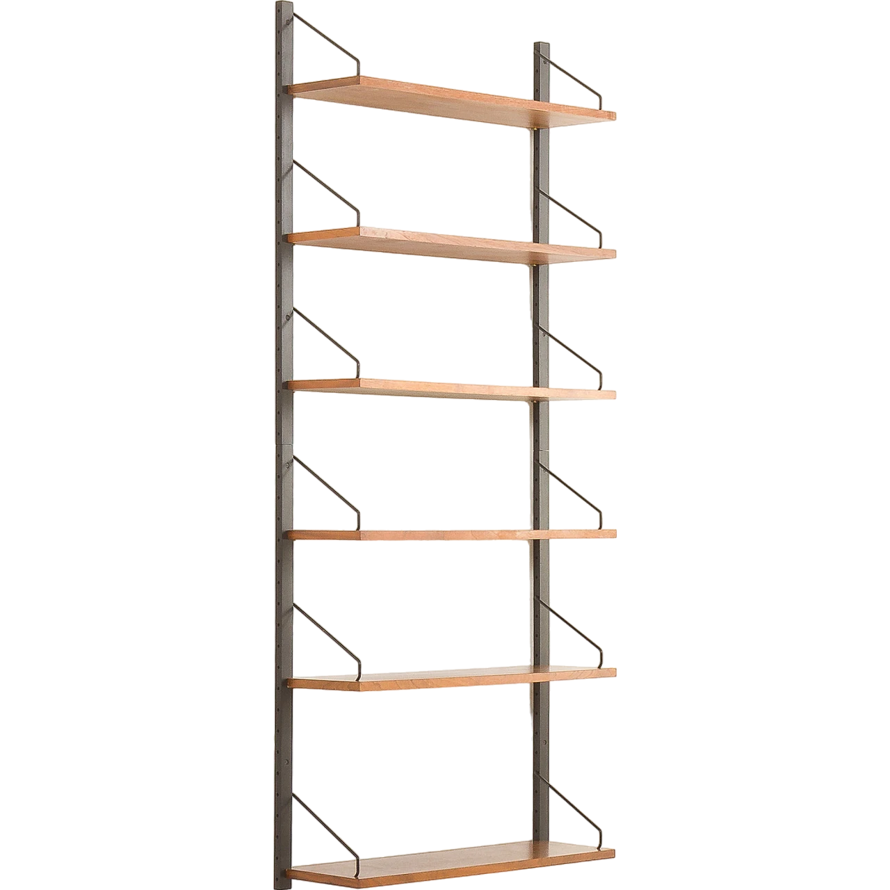 Walnut & black metal shelves by P. Cadovius for Cado, 1960s 10